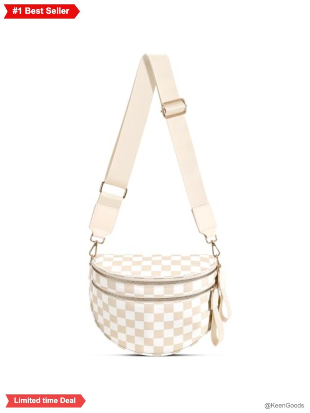 Nylon Checkered Crossbody Bum Bag Large Fanny Pack Adjustable Strap